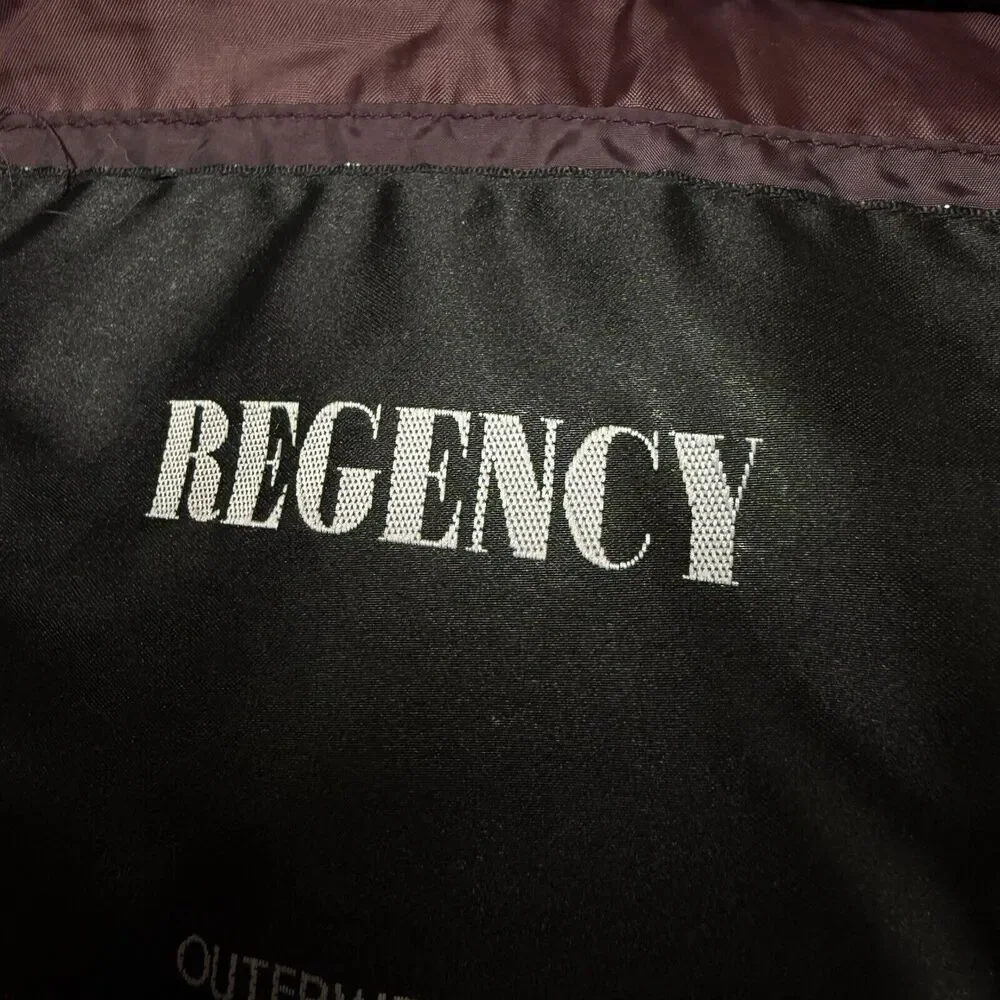 Vintage Regency Down Puffer‎ Coat Sz S Plum Fur Trim Hood Diamond Quilting $490